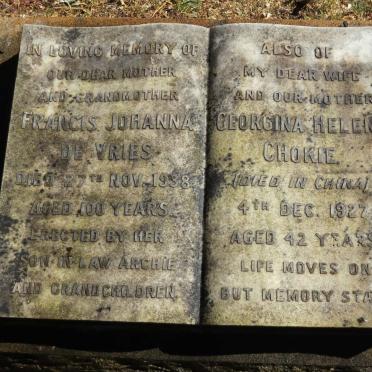 VRIES Francis Johanna, de -1938 :: CHOKIE Georgina Helena -1927