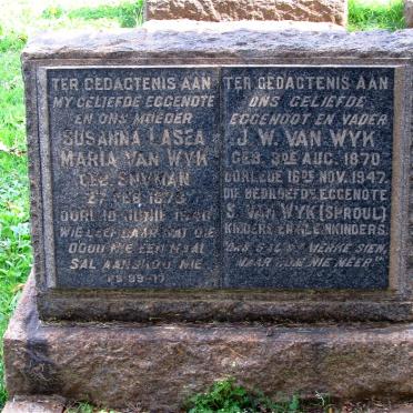 WYK J.W., van 1870-1947 &amp; Susanna Lasea Maria 1873-1940