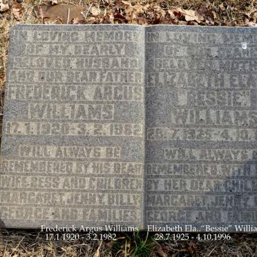 WILLIAMS Frederick Argus 1920-1982 &amp; Elizabeth Elaine 1925-1995