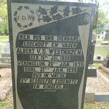 WESTHUIZEN Albert., v.d. 1908-1939