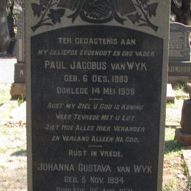 WYK Paul Jacobus, van 1883-1938 &amp; Johanna Gustava 1894-1931