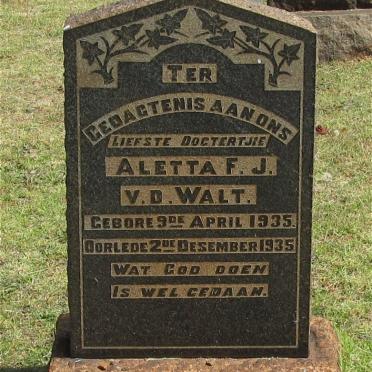 WALT Aletta F.J., v.d. 1935-1935