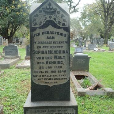 WALT Andries, van der 1884-1957 &amp; Sophia Hendrina HENNING 1888-1940