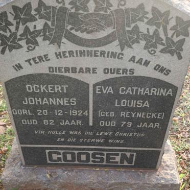 GOOSEN Ockert Johannes -1924 &amp; Eva Catharina Louisa REYNECKE 