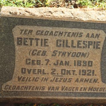 GILLESPIE Bettie nee STRYDOM 1890-1921