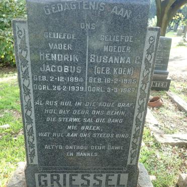 GRIESSEL Hendrik Jacobus 1894-1939 &amp; Susanna C. KOEN 1895-1967