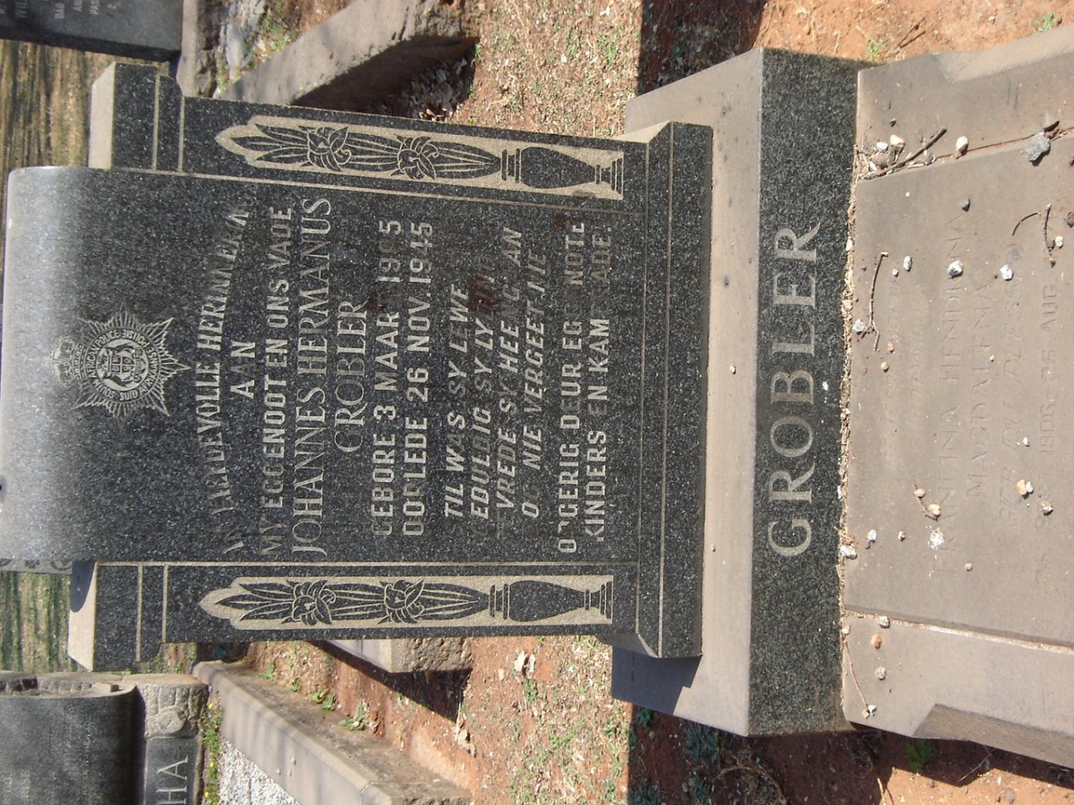GROBLER Johannes Hermanus 1905-1945 &amp; Francina Hendrina Magdalena DU PLESSIS 1906-1976