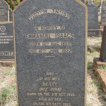 ISAACS Emmanuel 1859-1922 &amp; Betty COHN 1866-1923