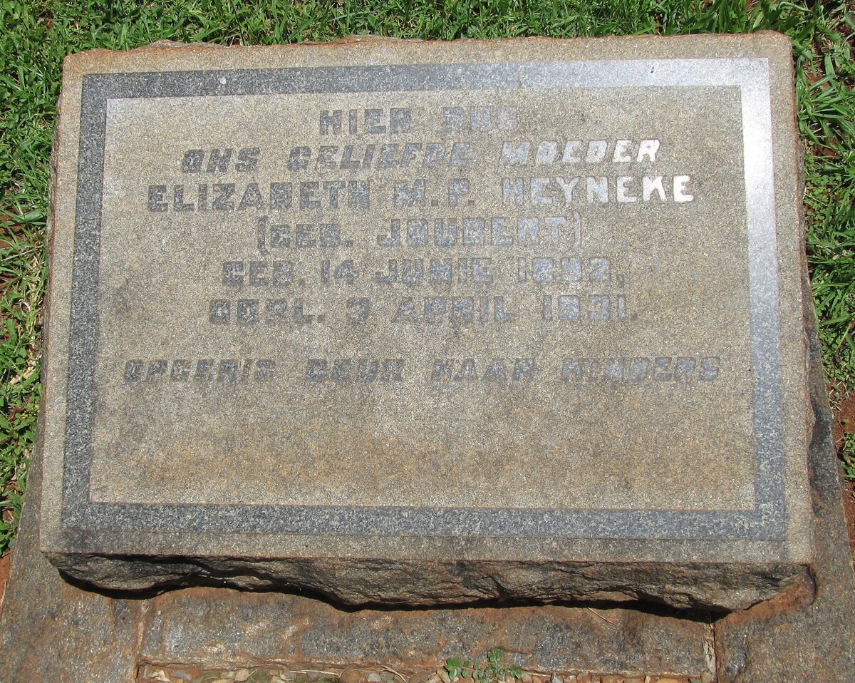 HEYNEKE Elizabeth M.P. nee JOUBERT 1892-1901