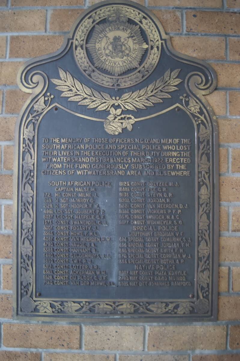 3. Memorial South African Police Witwatersrand disturbances March 1922