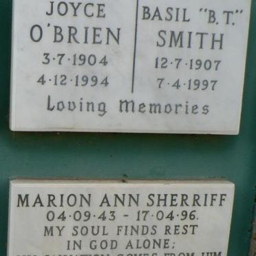 SMITH Basil 1907-1997 &amp; Joyce O'BRIEN 1904-1994 :: SHERRIFF Marion Ann 1943-1996
