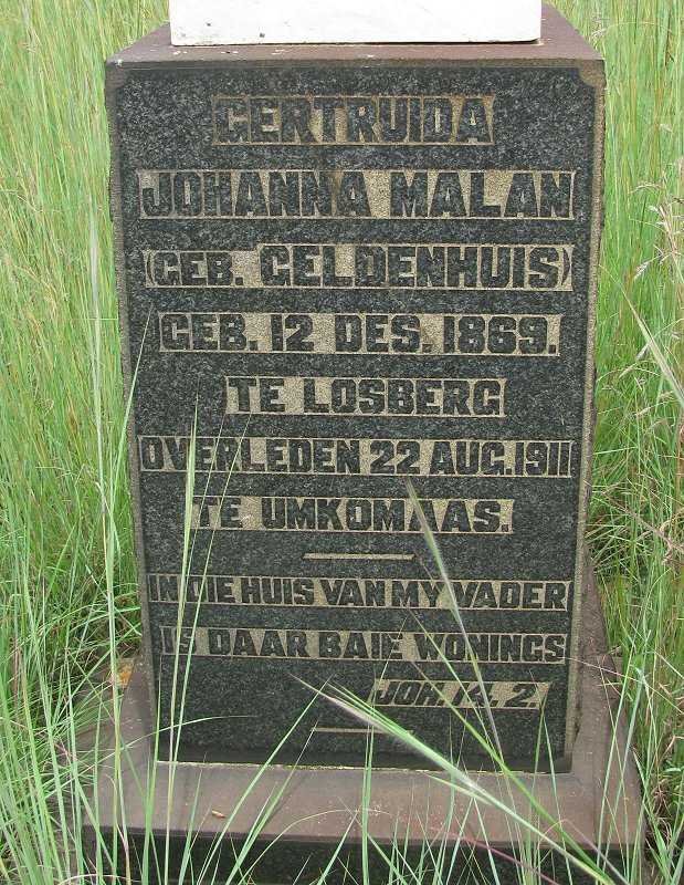 MALAN Gertruida Johanna nee GELDENHUIS 1869-1911