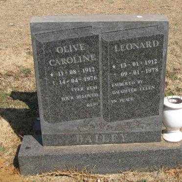 BAILEY Leonard 1912-1978 &amp; Olive Caroline 1912-1976 