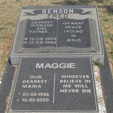 BENSON Fred 1929-1994 &amp; Maggie 1926-2000