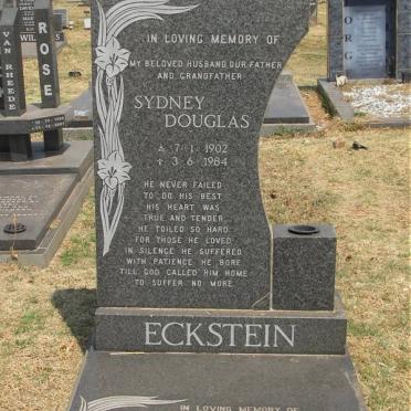 ECKSTEIN Sydney Douglas 1902-1984 &amp; Sarah Johanna 1900-1986