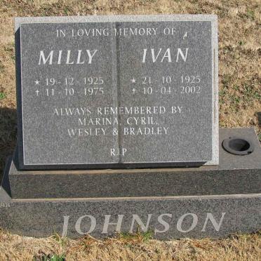 JOHNSON Ivan 1925-2002 &amp; Milly 1925-1975