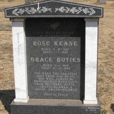 KEANE Rose 1927-1944 :: BOTIES Grace 1868-1963