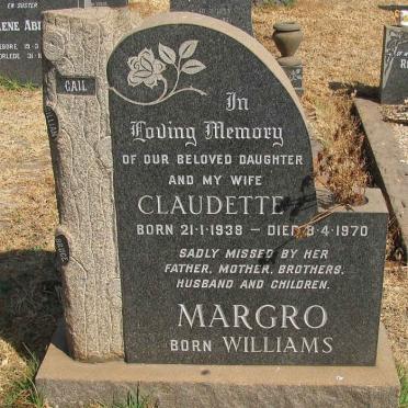 MARGRO Claudette nee WILLIAMS 1938-1970