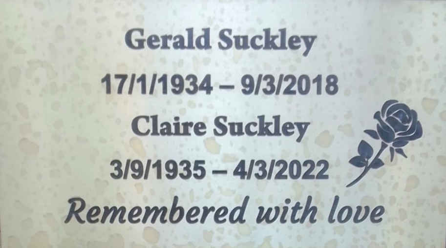 SUCKLEY Gerald 1934-2018 & Claire 1935-2022