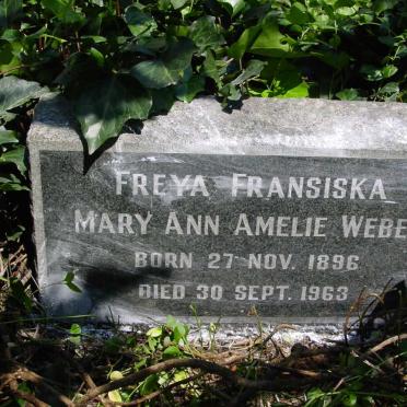 WEBER Freya Fransiska Mary Ann Amelie 1896-1963