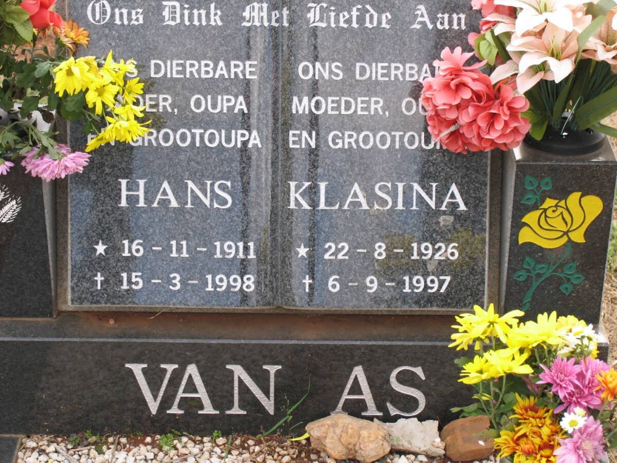 AS Hans, van 1911-1998 &amp; Klasina 1926-1997