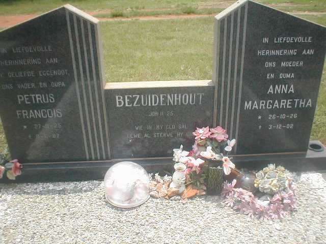 BEZUIDENHOUT Petrus Francois 1925-1987 &amp; Anna Margaretha 1926-2002