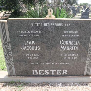BESTER Izak Jacobus 1930-1992& Cornelia Magrita 1933-2013