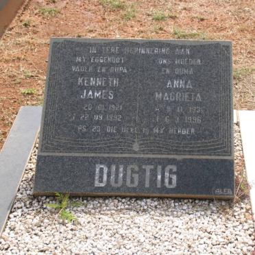 DUGTIG Kenneth James 1921-1992 &amp; Anna Magrieta 1931-1996