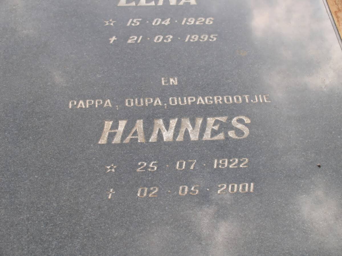 DELPORT Hannes 1922-2001 &amp; Lena 1926-1995