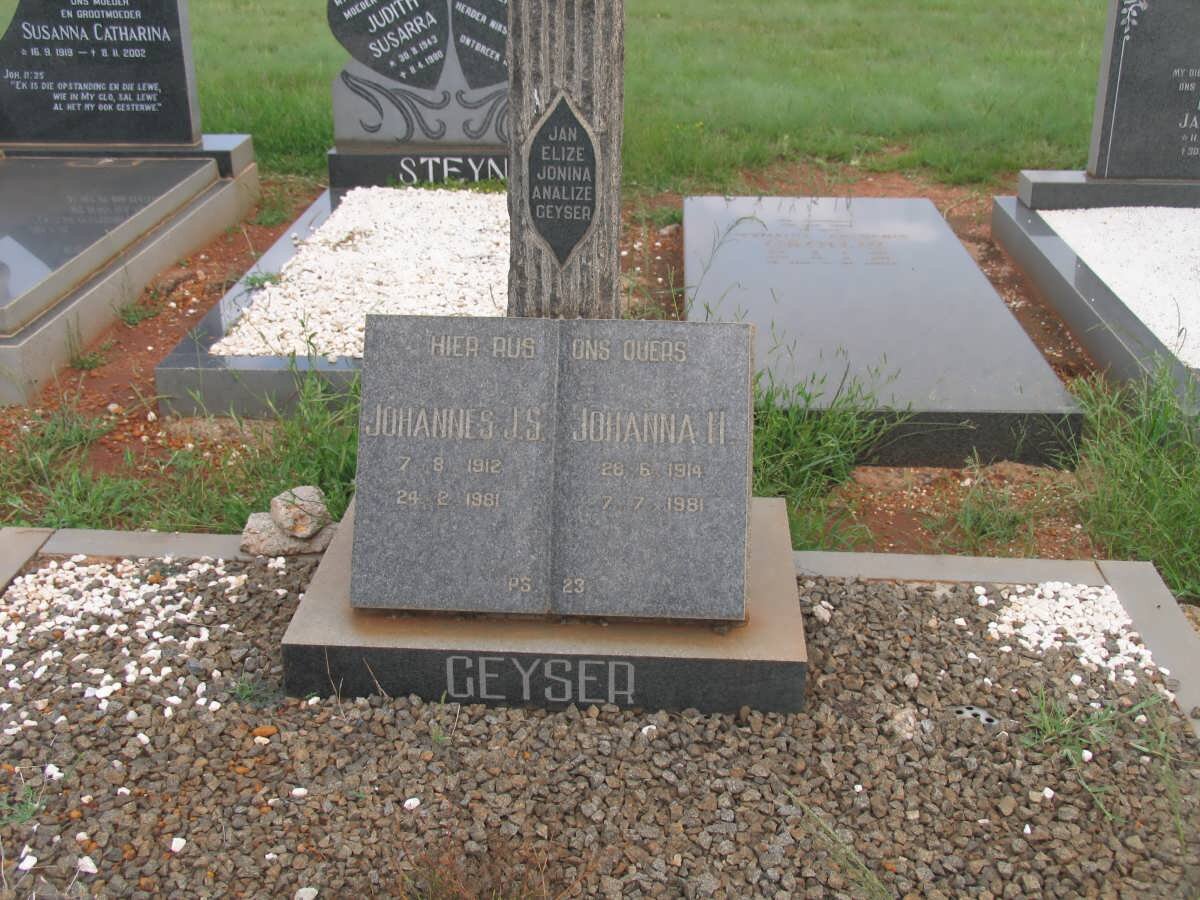 GEYSER Johannes J.S. 1912-1981 &amp; Johanna H. 1914-1981