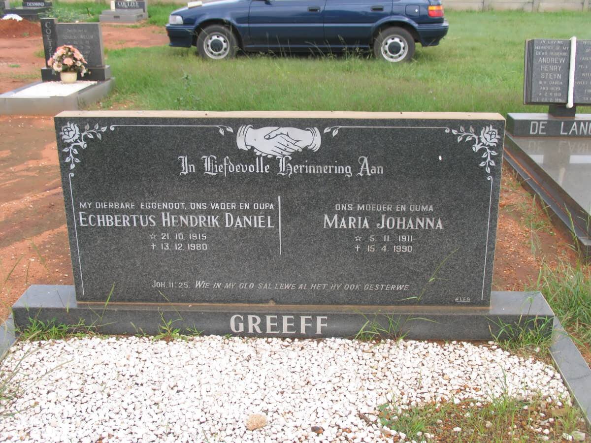 GREEFF Echbertus Hendrik Daniel 1915-1980 &amp; Maria Johanna 1911-1990