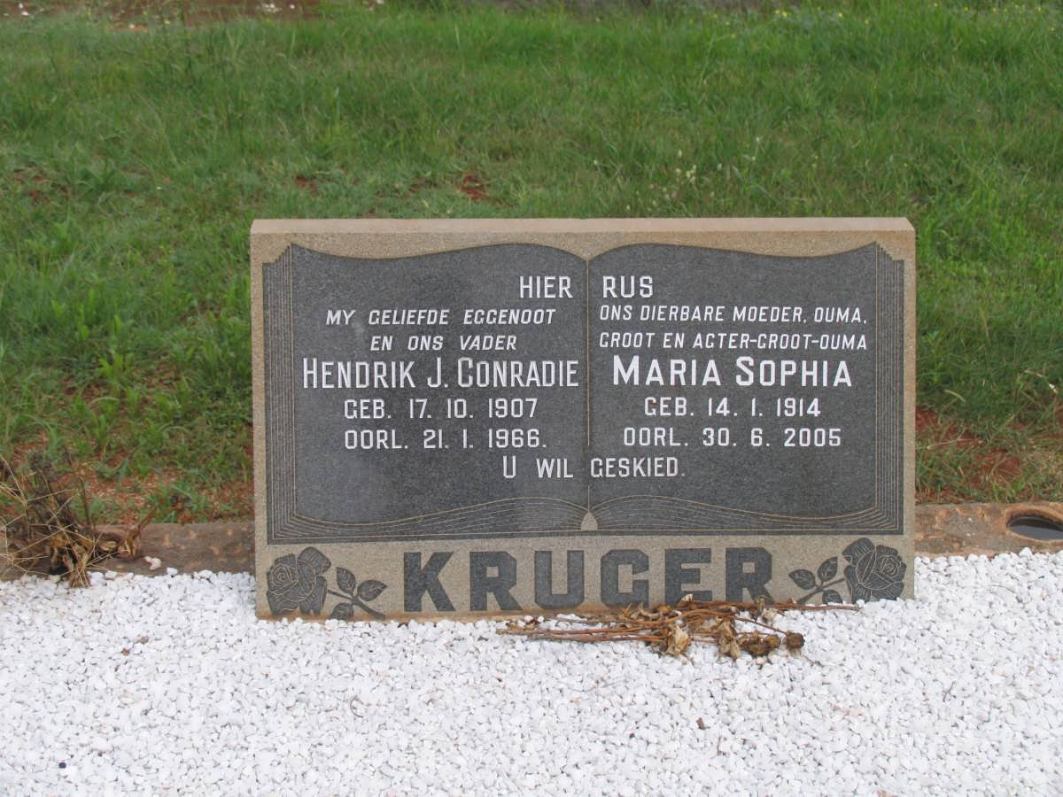 KRUGER Hendrik J. Conradie 1907-1966 &amp; Maria Sophia 1914-2005