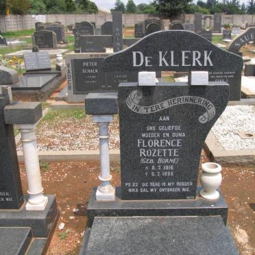 KLERK Florence Rozette, de nee HORNE 1916-1995
