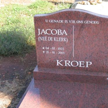 KROEP Jacoba nee De KLERK 1922-2003