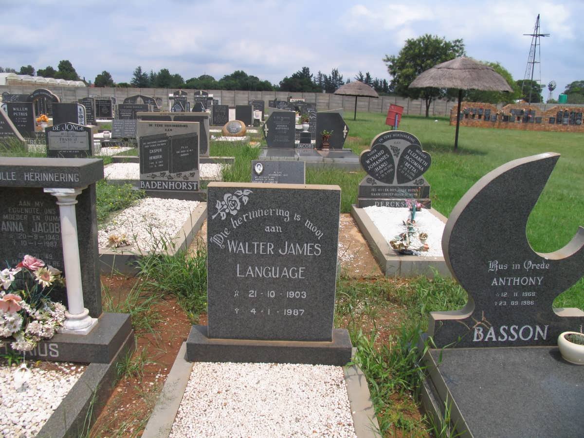 LANGUAGE Walter James 1903-1987