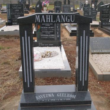 MAHLANGU Bayezwa Geelbooi 1958-1998