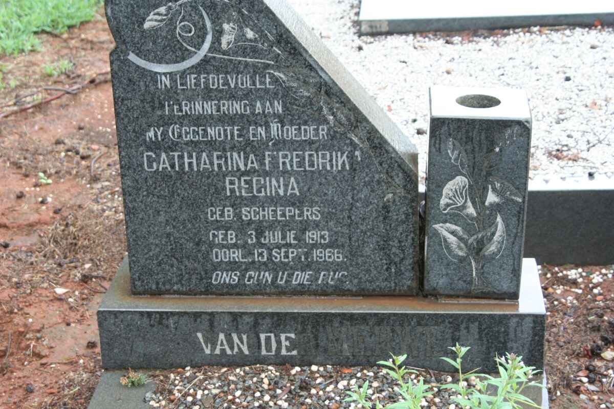 MERWE Catharina Fredrika Regina, van der nee SCHEEPERS 1913-1966