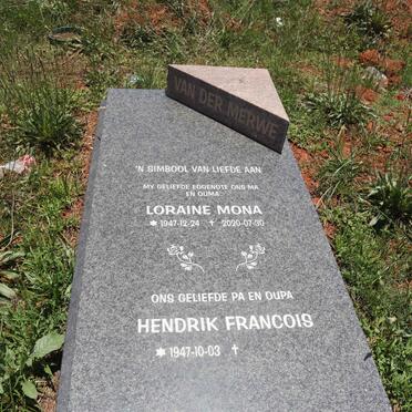 MERWE Hendrik Francois, van der 1947- & Loraine Mona 1947-2020