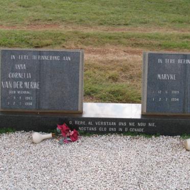 MERWE Cornelia, van der nee VERMAAK 1963-1994 :: VAN DER MERWE Maryke 1989-1994 :: VAN DER MERWE Biancka 1992-1994