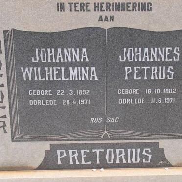PRETORIUS Johannes Petrus 1882-1971 &amp; Johanna Wilhelmina 1892-1971