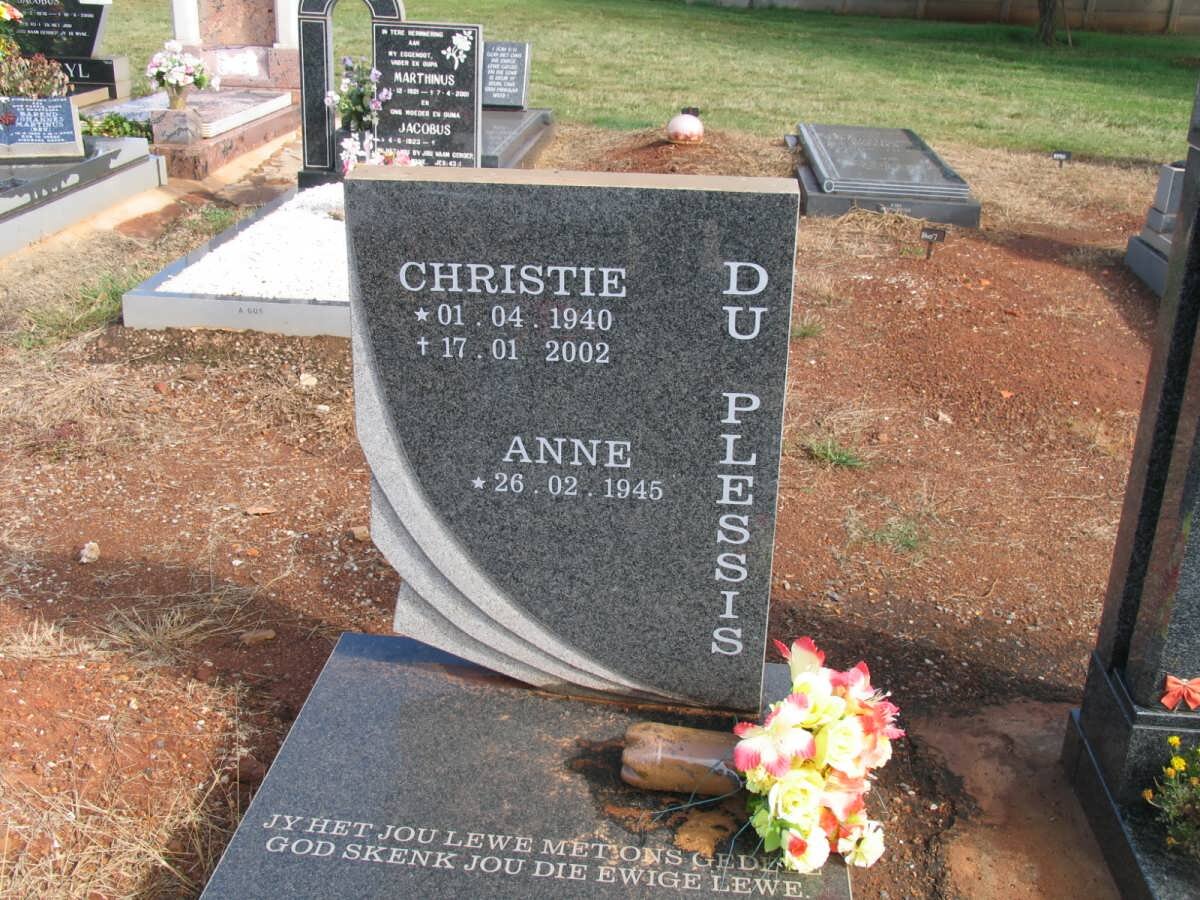 PLESSIS Christie, du 1940-2002 &amp; Anne 1945-