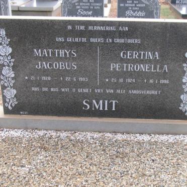 SMIT Matthys Jacobus 1920-1993 &amp; Gertina Petronella 1924-1996