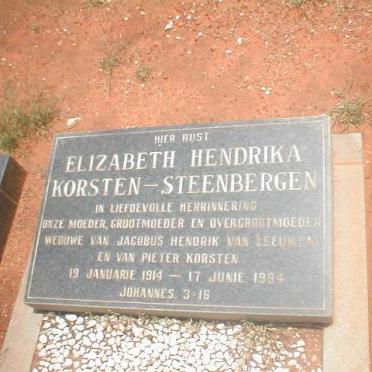 STEENBERGEN Elizabeth Hendrika, Korsten 1914-1994
