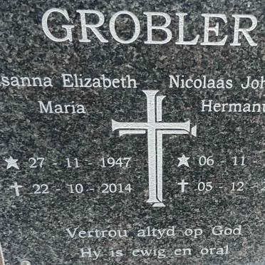 GROBLER Nicolaas, Johannes Hermanus 1946-2018 & Susanna Elizabeth Maria 1947-2014