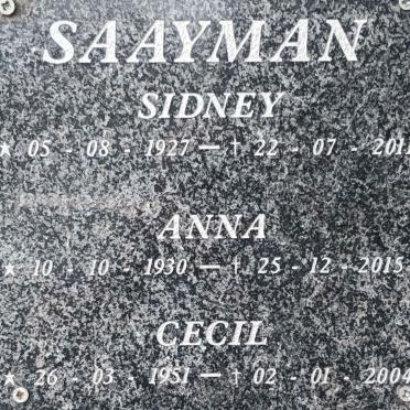 SAAYMAN Sidney 1927-2011 & Anna 1930-2015