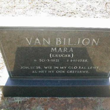 BILJON Mara, van nee KRUGER 1921 - 1988