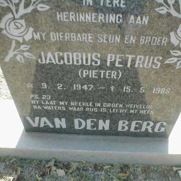 BERG Jacobus Petrus, van den 1947-1988