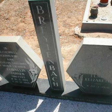 BREYTENBACH Cornelius Jansen 1914-1986 &amp; Els? Elizabeth 1926-