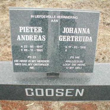 GOOSEN Pieter Andreas 1917-1985 &amp; Johanna Gertruida 1918-