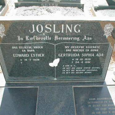 JOSLING Edward Esther 1938- &amp; Gertuida Sophia Ada 1939-1991